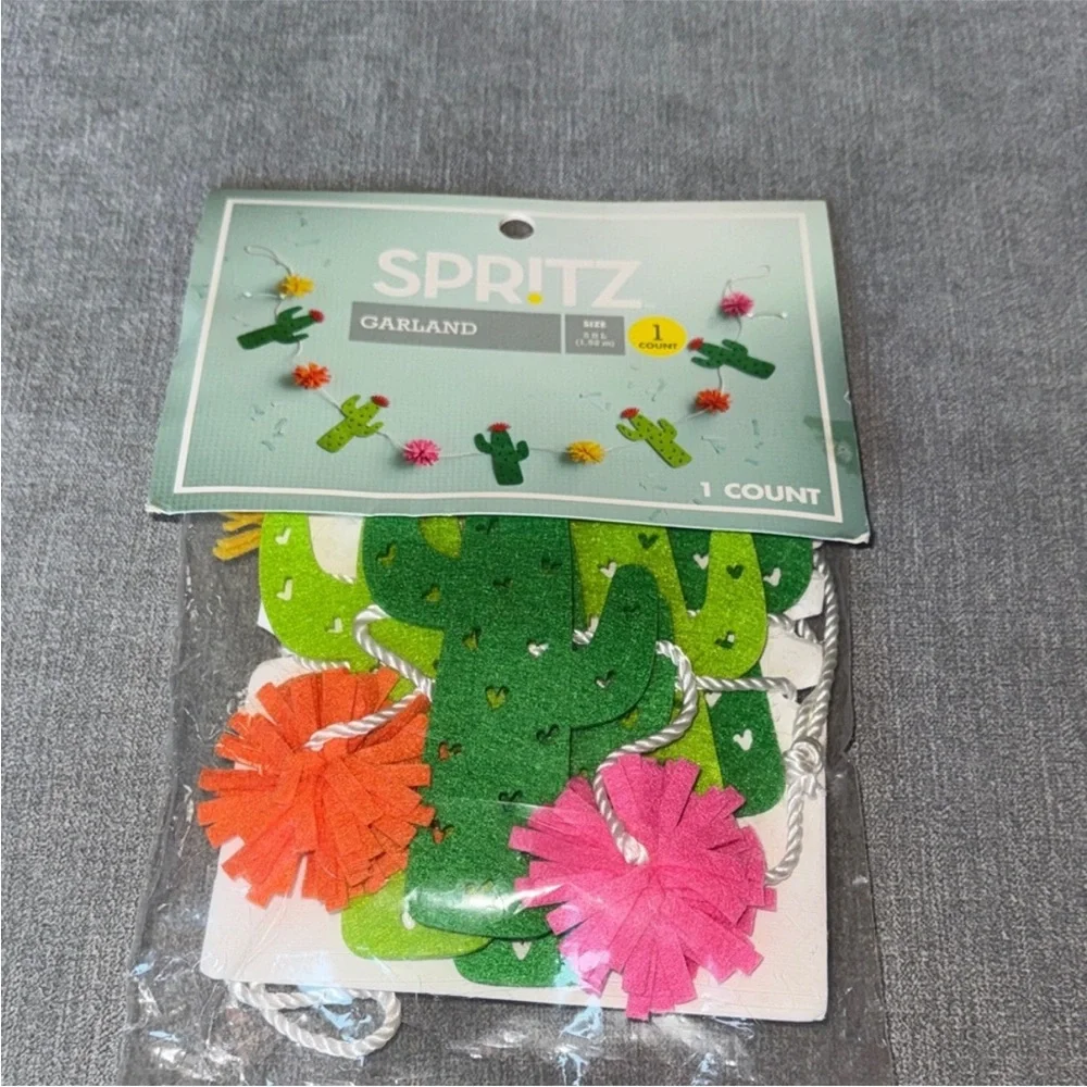 Spritz Felt Cactus Garland with Pom Poms